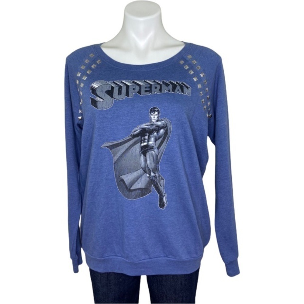 🌻DC Superman Blue Studded Sweatshirt Large